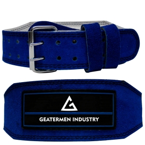 Greatermen Blue Suede Leather Weightlifting Belt