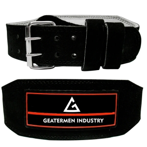 Greatermen Black Suede Leather Weightlifting Belt