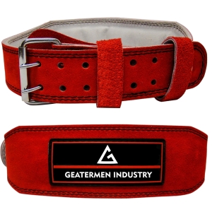 Greatermen Red Suede Leather Weightlifting Belt