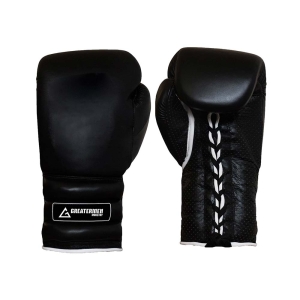 GREATERMEN LACE-UP GLOVES BLACK WITH WHITE EDGES