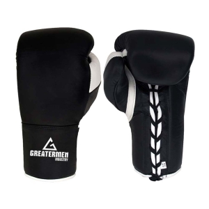 GREATERMEN LACE-UP GLOVES WITH LIGHT GRAY EDGES