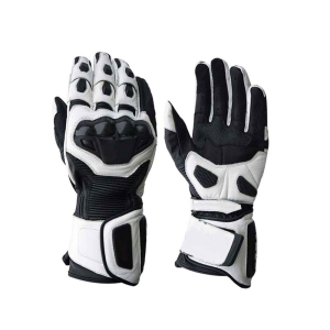GREATERMEN WHITE & BLACK MOTORBIKE GLOVES