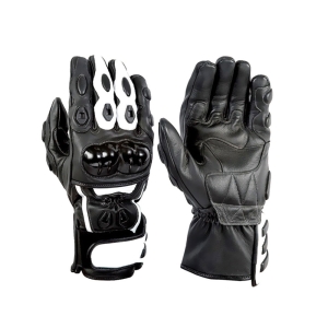 GREATERMEN BLACK & WHITE MOTORBIKE GLOVES