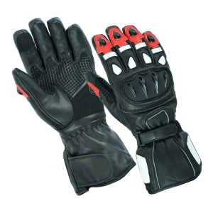 GREATERMEN BLACK RED MOTORBIKE GLOVES