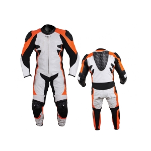 GREATERMEN GREY & ORANGE MOTORBIKE SUIT